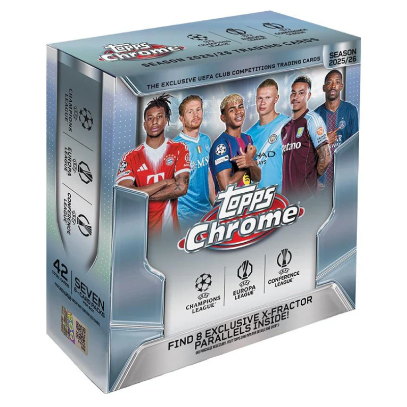 2025/26 Topps Chrome UEFA Club Competitions Soccer Mega box
